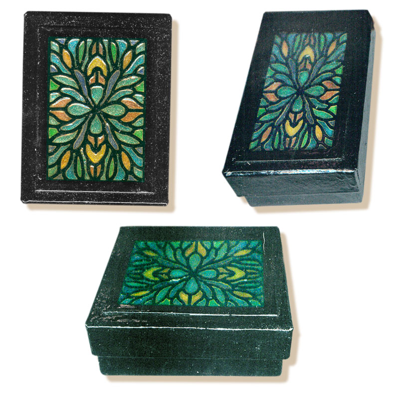 Playing Card box inspired by the glass works of Louis Comfort Tiffany
