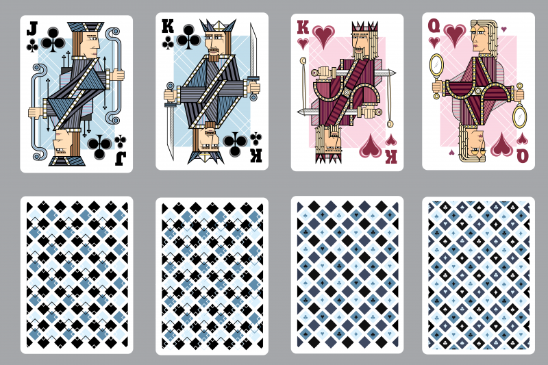 Here are a few more courts and some variations on the card back design.