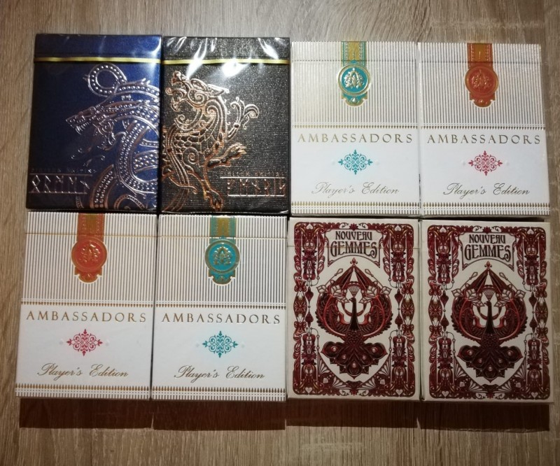 The Ragnarok decks from Nicolai Aaroe, The Ambassadors Players Edition from Lotrek and Nouveau Gemmes from Bona Fide